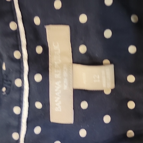 Banana Republic Navy Button Down Polka Dot Shirt - Picture 2 of 6